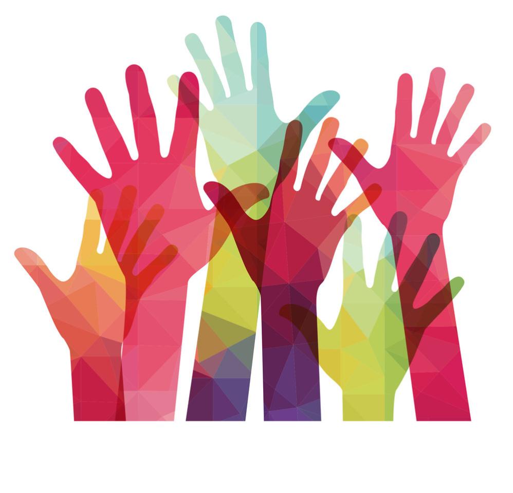 Hands raised to represent voting
